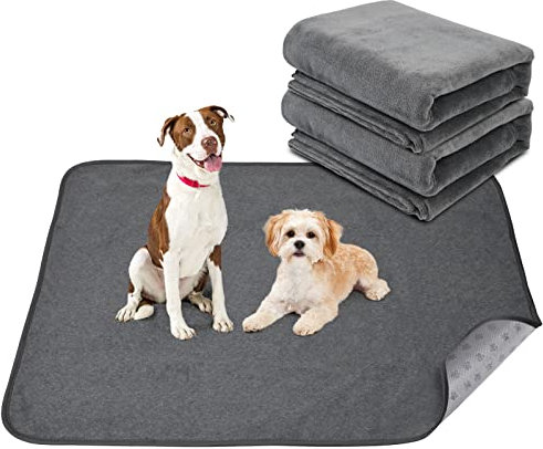 2er Waschbare Welpenunterlagen, 90*60cm Schnell absorbierendes Haustier-Training Pad für Welpen, ältere oder inkontinente Hunde Grau