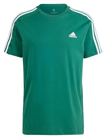 adidas Herren Essentials Single Jersey 3-Stripes Tee, Collegiate Green, XS