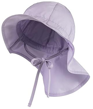 Sterntaler Sonnenhut - Mädchen Sommerhut - UV-Schutz 50+ Mütze mit breiter Krempe und Größenregulierung - Nackenschutz - Bindebänder - Baby Kinder Kopfbedeckung aus Popeline (Bio) - flieder, Größe 51