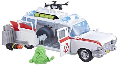 Ghostbusters Track & Trap Ecto-1 Toy Vehicle with Fright Features Ecto-Stretch Tech Slimer Accessory, Compatible with 5-Inch Toys, 4+