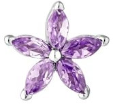 EARCANDY Pendiente Piercing Calendula en Plata de Ley 925 con Baño de Rodio, Cierre Presión, Diseño Flor, Circonitas Lila, Pendiente Suelto, Joyas para Mujer
