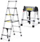 Yakimz Scala telescopica 1,4 m + 1,7 m, scala pieghevole, 4 + 5 gradini in alluminio con stabilizzatore triangolare, telaio ad A, scala portatile, portata massima 150 kg