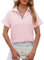 Chemisier Blouse Femme Chic et Élégant Chemise Femme Ete Haut Fluide Ample Manche Courte (Rose,M)