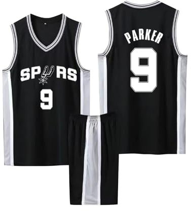 Basketball Trikot Set für Kinder/Erwachsene - Jersey Shirt und Shorts, Ärmelloser Anzug, 2-Teiliges T-Shirt Weste + Shorts Schwarz M