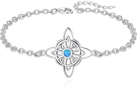 CELESTIA Hexen-knoten Armband Damen Silber 925 Keltischer Armbänder Frauen Opal Armband Spiritueller Schmuck Esoterik Geschenke für Frauen Hexe Hexen Pagan Witches