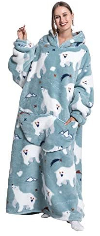 Gentlewarm Oversized Blanket Hoodie, Super Soft Warm Hooded Blanket Sherpa Fleece Wearable Blanket, Sweatshirt Blanket For Women Men One Size, 1pcs