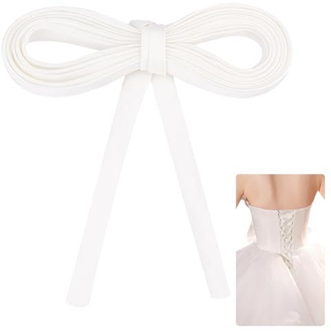 AHANDMAKER 2 Stück 82.28 Zoll Damen-Raffhalter Für Brautkleid, 0.51 Zoll Verstellbare Schnürschnur Hinten, Schnürkordel-Korsettband-Ersatz Für Reißverschluss-Ersatz Oder Knöpfe, Blumenweiß