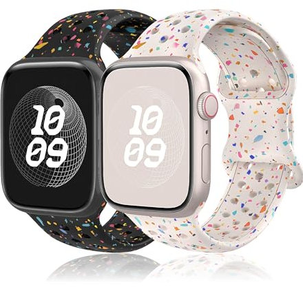 Cinturino per Apple Watch 45mm 44mm 40mm 42mm 46mm 41mm 38mm 49mm,Cinturini Silicone per Apple Watch Serie 10 9 8 7 6 5 4 3 Ultra SE Nike Sport Bracciale Orologio Bands,Band iWatch Donna/Uomo,2 Pezzi