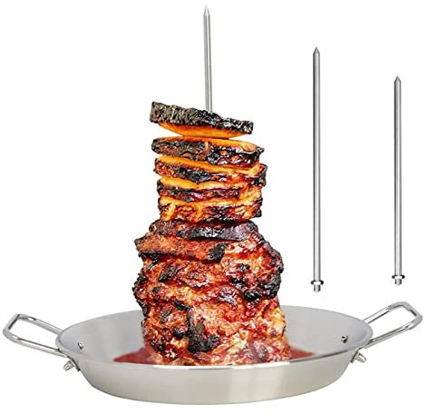 Pincho vertical para parrilla, parrilla vertical para barbacoa, sartenes verticales para asar | Pinchos brasileños El Pastor Spit Hack, barbacoa de acero inoxidable para brochetas para parrilla de