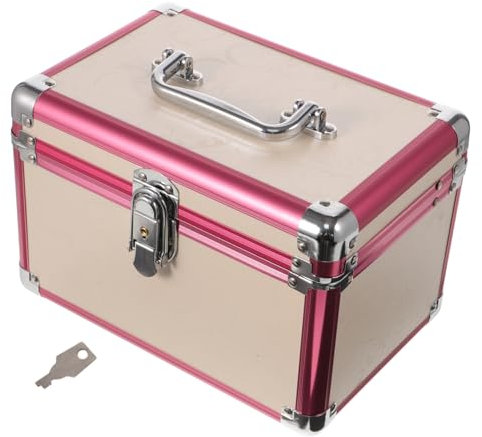 KOMBIUDA Schichtiger Tragbarer Werkzeugkoffer Mit Tragegriff Kompakte Metallspeicherbox Für Fußpflegewerkzeuge Kosmetik Und Vielseitige Aufbewahrung Zu Hause Und Unterwegs