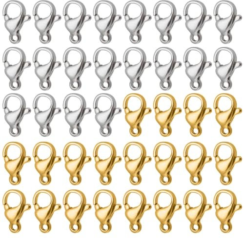 40pcs estensori a moschettone, in acciaio inox, connettore per braccialetti e collane, estensori per gioielli fai da te, regali per donne e ragazze