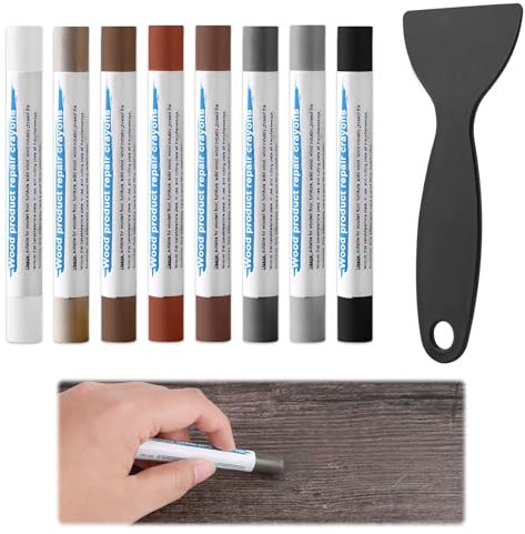 8 Pcs Wax Filler Sticks with Scraper Tool Wood Furniture Repair Kit, 11CM Furniture Repair Wax Crayon with Scraper, Laminate Floor Repair Remover Kit for Scratches Holes Floor Laminate (Multicolour)