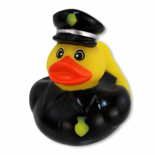 Badeente – Ca. 5 cm Groß, Aus Vinyl, Niedliche Gestaltung, 3 Berufe Wählbar: Arzt, Polizist & Feuerwehr (Polizei)