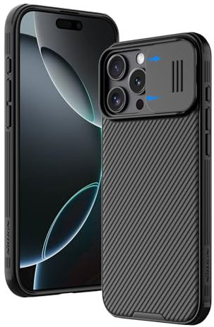 Nillkin for iPhone 16 Pro Case,Slim Stylish,Military-Grade Protection,Fingerprint-Proof, Drop-Proof,with Slider Lens Protection,Compatible with iPhone 16 Pro 6.3,Black