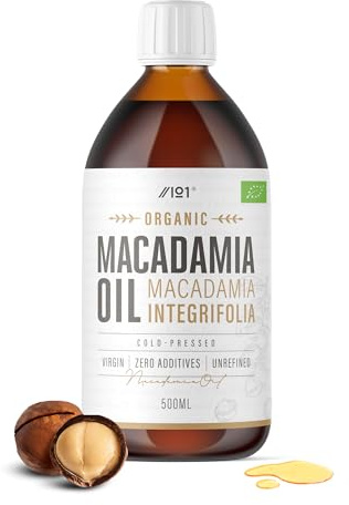 Organic Macadamia Oil 500ml – Unrefined & Cold Pressed Premium Macadamia Nut Oil – Sustainably Sourced – for Keto, Paleo & Vegan Diets – By Alpha01
