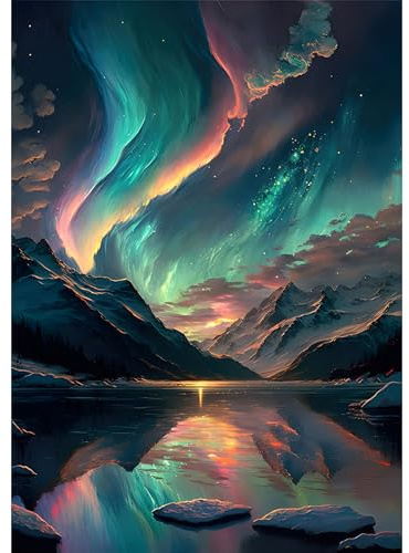 BOWETILE 5D Diamond Painting Bilder Landschaft, Fantasie Aurora Diamond Painting Set für Erwachsene und Kinder, Komplettes DIY Diamond Art Malen Stickset für Kreuzstichbilder, Wohnkultur 30x40 cm