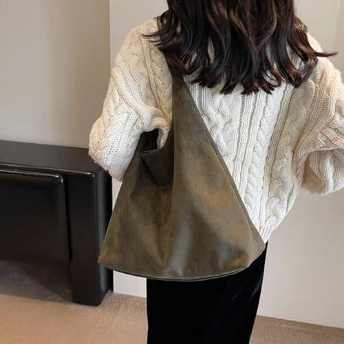 end Große Kapazität Vintage Big Bag Damen Mode Samt Leder Frosted Patchwork Y3h8 Geschenk Schulter Damentasche