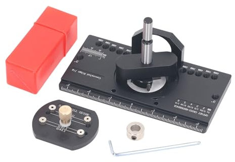 HUAHAIZY 35mm Concealed Hinge Jig, Aluminum Alloy Hinge Drilling Jig Hole Guide, Multifunctional Adapter Concealed Door Hinge Jig, Adjustable Concealed Door Hinge Jig