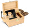 WildFun Bambusbox mit Zahlenschloss, Premium-Verschluss-Organisator mit Tablett Dekorative Home Box Aufbewahrungsbox Set mit Tablett, Glasbehälter Pinsel (Burlywood)