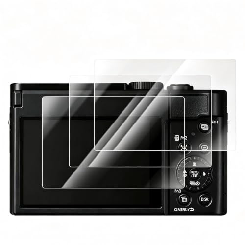VOVMOEYA Lot de 3 films protecteurs d'écran + 1 film de protection d'écran anti-perte pour Panasonic Lumix DC-ZS99/LX100/LX100 II, film en verre trempé, anti-rayures 0,25 mm 9H