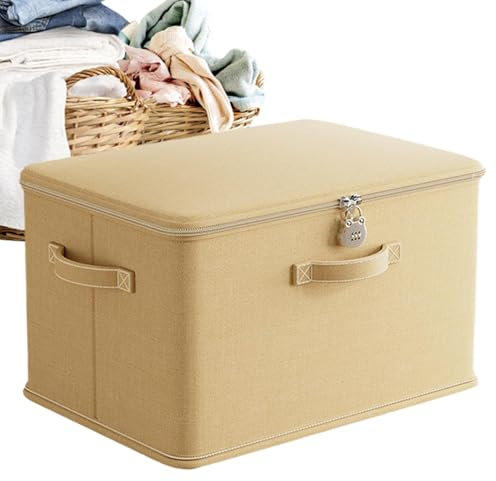 Caja de almacenamiento grande con cerradura, contenedor de almacenamiento a prueba de olores apilable con asa, contenedor organizador de bloqueo, cestas lavables para mantas, ropa, juguetes, hogar