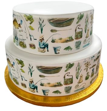 A4 Edible Decor Icing Sheet Watercolour Fishing Themed Border Edible Cake Topper Decoration