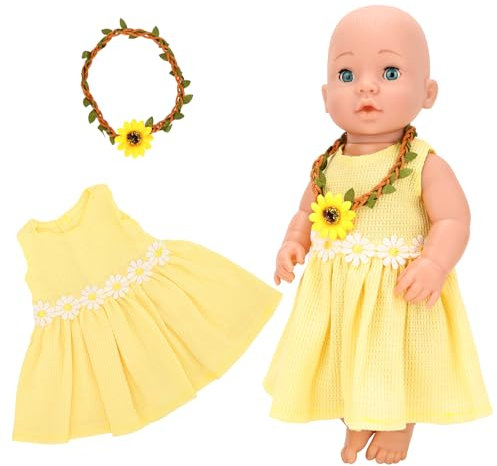 Miunana Kleidung Bekleidung Outfits für 14-17 Zoll Baby Puppen, Puppenkleidung Zubehör für 35-43 cm Neugeborene Baby Puppen Kinder Mädchen Geburtstag (Gelb)