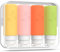 SAHMVER 100ml Silicone Travel Bottles for Toiletries, 4 Pack Leak Proof Refillable Squeezable Containers with Clear Zipper Bag and Labels, Portable Travel Essentials 3oz for Shampoo Conditioner