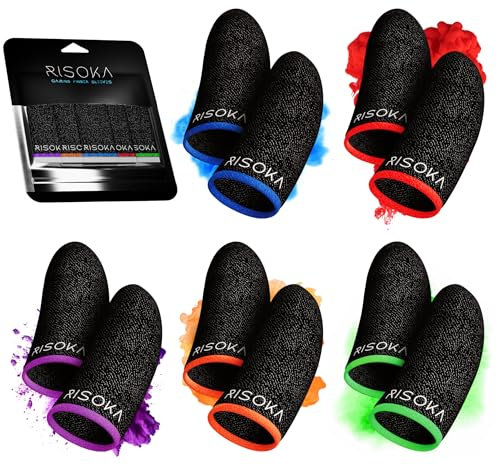 10 Piezas Gaming Finger Sleeves - para el Juego móvil - PUBG Finger Sleeve - Finger Sleeve Gaming - PUBG Mobile Gaming Finger Sleeve - Finger Gloves - Mobile Thumb Trigger Touchscreen