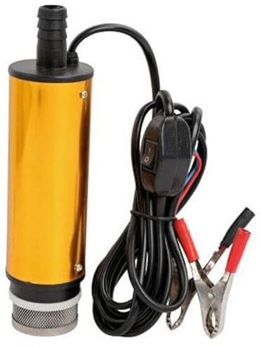 12v Gear4Garage Water Fuel Transfer Pump for Diesel Petrol Oil, Small Bilge Pump for Boat Caravan Car Tank Motorhome, 51mm Barrel Electric 12 Volt 3m Power Cord Switch on Off, 3 Meter Hose