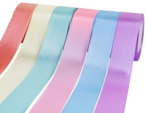 Foshird Pastel Satin Ribbon 40mm Thick Ribbons for Crafting Gift Wrapping Hair Bows Party Decorations Wedding Car Cake Christmas