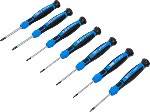 BGS 4880 | Präzisions-Schraubendreher-Satz | T-Profil (für Torx) | 7-tlg. | Größen T6 - T7 - T8 - T9 - T10 - T15 - T20 | Klingenlänge 50 mm | magnetische Spitzen | 2-Komponenten-Griff