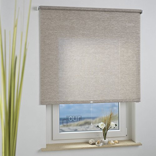 ourdeco® Rollo, Spring-, Schnapprollo/Stoffbreite: 108 x Auszugslänge: 180 cm Struktur Natur Sand/Dekor, Tageslicht, lichtdurchlässig
