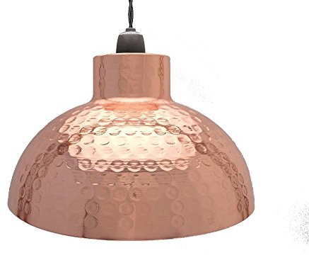 Country Club Dappled Dome Light Fitting Ceiling Shade, Metal, Copper