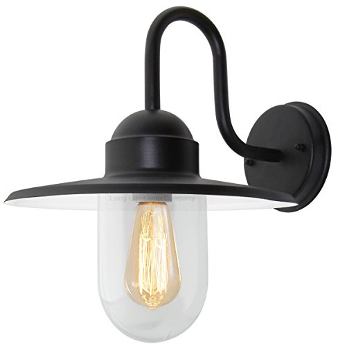 Long Life Lamp Company Traditional Outdoor Wall Light Down Lantern Black with Glass Diffuser ZLC087