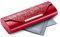 FEFI Brillenetui Hardcase - Edles Design in Relief-Leder-Optik mit Chrom-Applikation, robust und langlebig, inkl. hochwertigem Mikrofasertuch (rot)