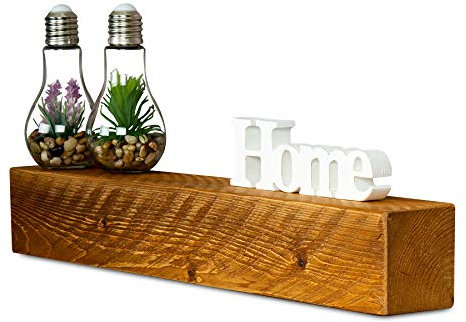 levandeo Wandregal Holz Massiv 60x10cm Teak Farbig Wandboard Vintage Rustikal Design Natur Regal Bord