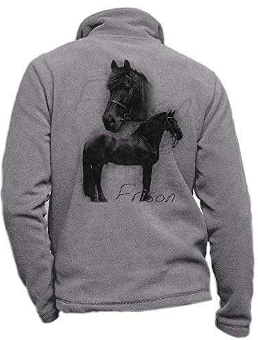 Reitjacke aus Fleece, grau, personalisierbar, mit Friste, Größe 4XL