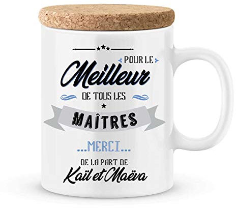 ÉNJA Création. Cadeau maître - Mug à personnaliser avec votre prénom pour maître - idée cadeau maître. Cadeau fin d'année scolaire. Cadeau prénom original et unique
