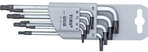 WGB Werkzeug Tool Motorrad Werkzeug Tools Winkelschlüsselsatz T-Profil mit Kugelkopf 8-teilig TX9-TX40, Unisex, Multipurpose, Ganzjährig, silber