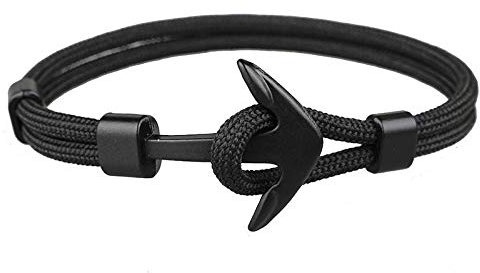 Tomsey® Black Rope Anchor Bracelet Men's Women's Jewellery | Luxury Gift Bag A376