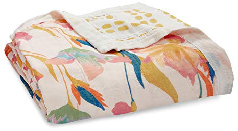 aden + anais™ Silky Soft Dream Blanket, Kuscheldecke für Mädchen und Jungen, Babydecke aus Bambus-Viskose-Musselin, Geschenk für Neugeborene, Säuglinge und Kleinkinder, 120x120cm, Marine Gardens