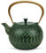 Toptier Japanese Cast Iron Teapot, 34 Oz / 1000 ml, Green, Stove Top Safe, With Infuser