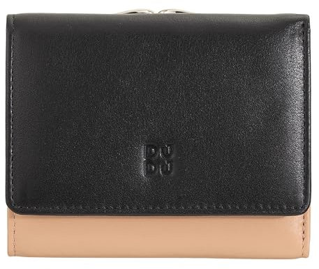 DUDU Portefeuille Femme Petit en Cuir RFID avec Portemonnaie Fermoir clic clac Compact 6 Porte-Cartes Noir