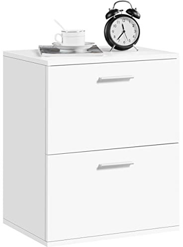 Yaheetech Nachttisch Nachtschrank mit 2 Schubladen Metallgriff Nachtkommode Beistelltisch Boxspringbett Schubladenschrank Nachtkosole für Schlafzimmer/Wohnzimmer, 45 x 35 x 55 cm