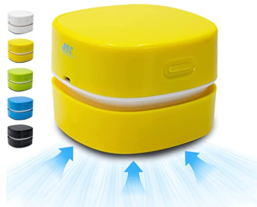 SIC Mini Desktop-Staubsauger, kabelloser wiederaufladbarer Desktop-Staubsauger, Bleistiftkehrer, Gummispäne, Konfetti, Tastatur, Auto, Schreibtisch (Gelb)