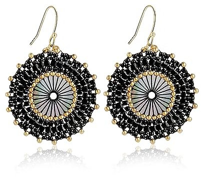 Schwarze Perlenohrringe für Frauen, Sommer, Strand, handgefertigt, bunte Glasperlen, Statement-Ohrringe, Böhmen-Reifen, baumelnde Ohrringe für Frauen