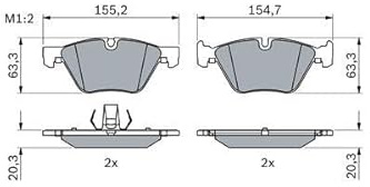 Bosch BP2405 Brake pads - ECE-R90 certified - 1 set of 4 pads