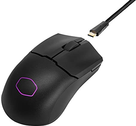 Cooler Master MM712 RGB-LED Ultralight 59g Hybrid Wireless Gaming Mouse - 19K DPI PAW3370 Optical Sensor, 70 Million Click Optical Switches, On-The-Fly System, MasterPlus+ (38K DPI, PC only) - Black
