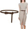 KONFEN Damen Ledergürtel, PU Leder Gürtel für Frauen, Ziergürtel Weiches Leder Geknotet Riemen Taille Gürtel 110cm, Taillengürtel Knoten Gürtel Schmal Nicht Schnalle Verstellbare Waist Belt (Braun)